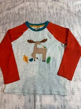 NWOT Frugi Gray Moose Raglan Long Sleeve Tee 4-5Y